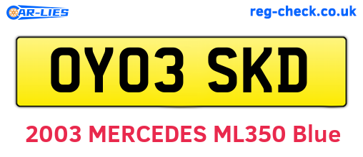 OY03SKD are the vehicle registration plates.