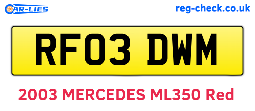 RF03DWM are the vehicle registration plates.
