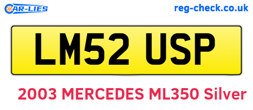 LM52USP are the vehicle registration plates.
