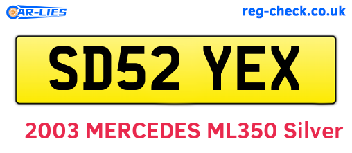 SD52YEX are the vehicle registration plates.