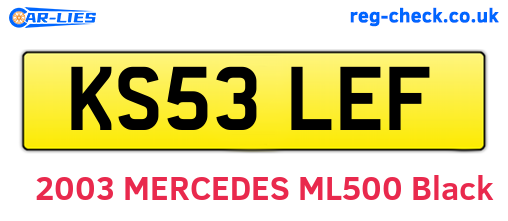 KS53LEF are the vehicle registration plates.
