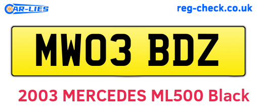 MW03BDZ are the vehicle registration plates.