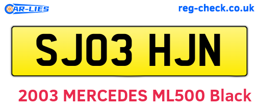 SJ03HJN are the vehicle registration plates.
