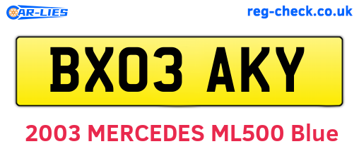 BX03AKY are the vehicle registration plates.