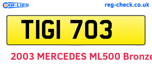 TIG1703 are the vehicle registration plates.