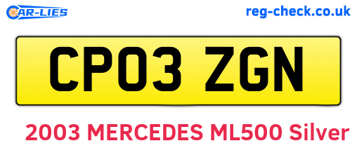 CP03ZGN are the vehicle registration plates.