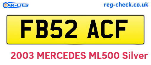 FB52ACF are the vehicle registration plates.