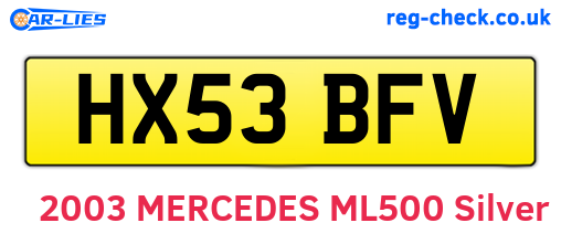 HX53BFV are the vehicle registration plates.