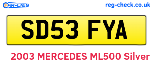 SD53FYA are the vehicle registration plates.