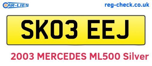 SK03EEJ are the vehicle registration plates.
