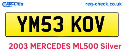 YM53KOV are the vehicle registration plates.