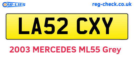 LA52CXY are the vehicle registration plates.