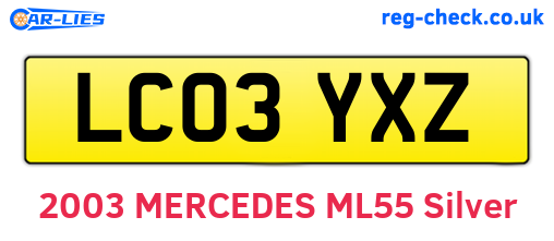 LC03YXZ are the vehicle registration plates.