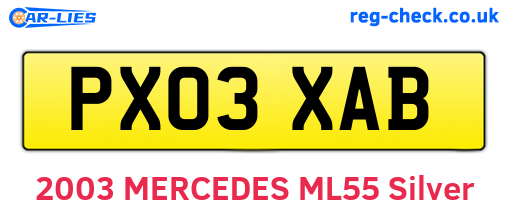 PX03XAB are the vehicle registration plates.