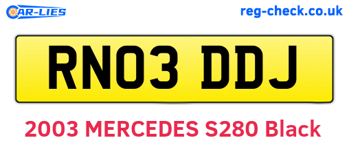 RN03DDJ are the vehicle registration plates.
