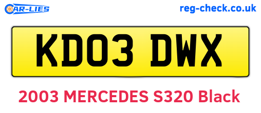 KD03DWX are the vehicle registration plates.