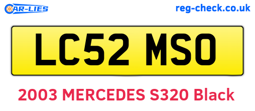 LC52MSO are the vehicle registration plates.
