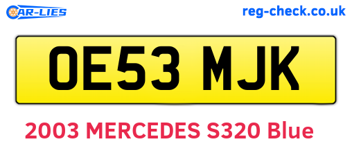 OE53MJK are the vehicle registration plates.
