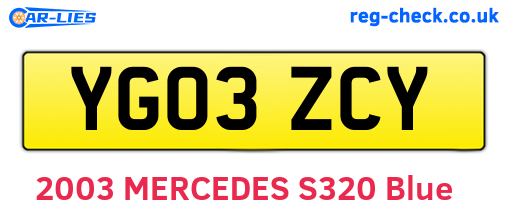 YG03ZCY are the vehicle registration plates.