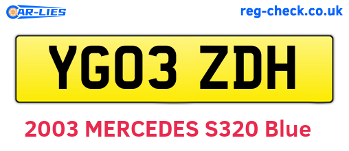 YG03ZDH are the vehicle registration plates.