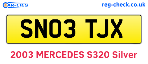 SN03TJX are the vehicle registration plates.