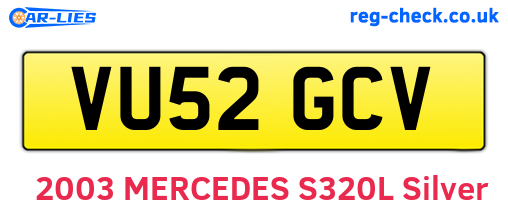 VU52GCV are the vehicle registration plates.