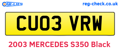 CU03VRW are the vehicle registration plates.