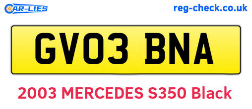 GV03BNA are the vehicle registration plates.