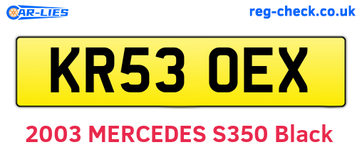 KR53OEX are the vehicle registration plates.