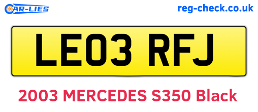 LE03RFJ are the vehicle registration plates.