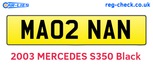 MA02NAN are the vehicle registration plates.