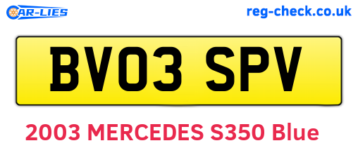 BV03SPV are the vehicle registration plates.
