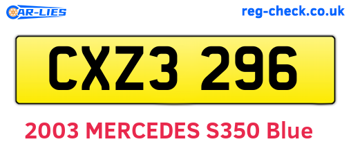 CXZ3296 are the vehicle registration plates.