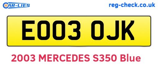 EO03OJK are the vehicle registration plates.