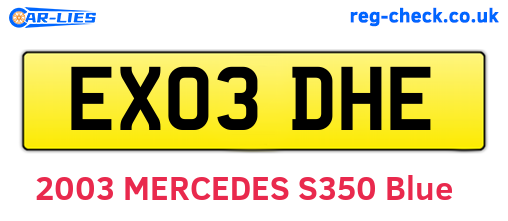 EX03DHE are the vehicle registration plates.