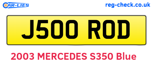 J500ROD are the vehicle registration plates.