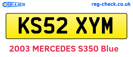 KS52XYM are the vehicle registration plates.