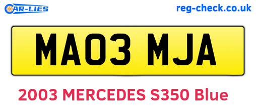 MA03MJA are the vehicle registration plates.