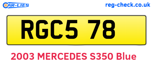 RGC578 are the vehicle registration plates.