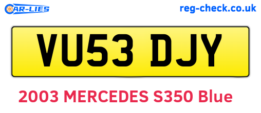 VU53DJY are the vehicle registration plates.