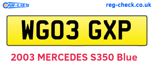 WG03GXP are the vehicle registration plates.