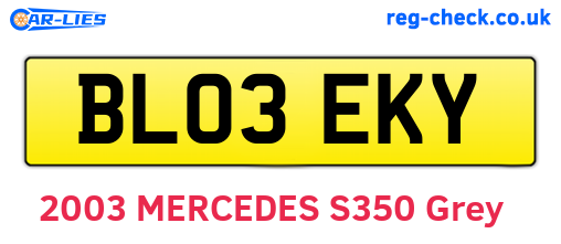 BL03EKY are the vehicle registration plates.