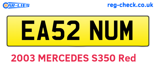 EA52NUM are the vehicle registration plates.