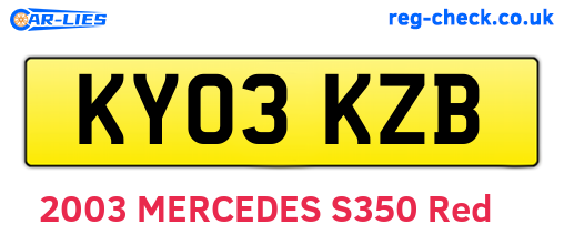 KY03KZB are the vehicle registration plates.