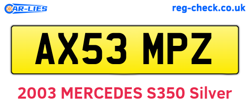 AX53MPZ are the vehicle registration plates.