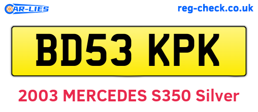 BD53KPK are the vehicle registration plates.