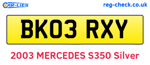 BK03RXY are the vehicle registration plates.