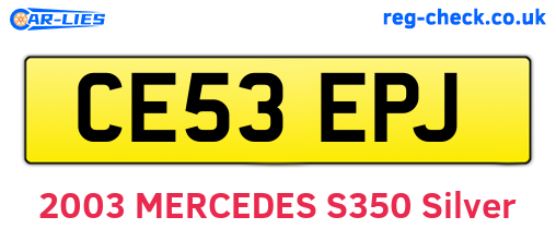 CE53EPJ are the vehicle registration plates.