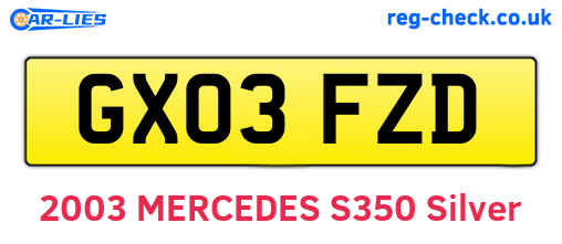 GX03FZD are the vehicle registration plates.