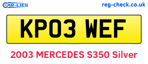 KP03WEF are the vehicle registration plates.
